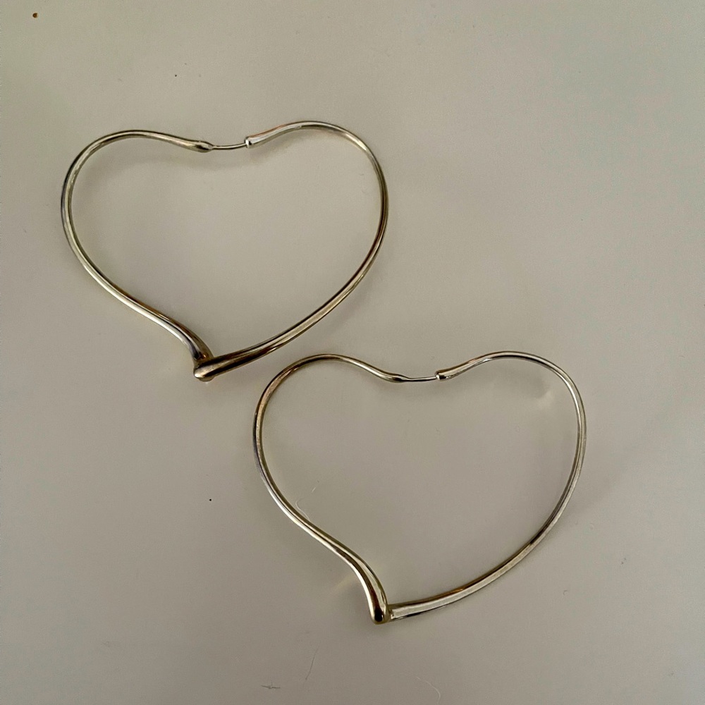 Tiffany & Co. open heart hoop earrings.  Size LG